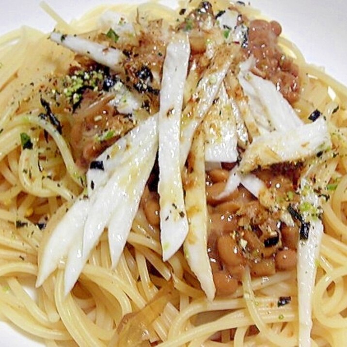 長芋の千切りで食感プラスした納豆パスタ